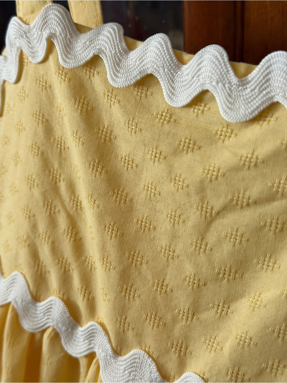 Girls Yellow Sundress with White Rickrack Trim - Picture 6 of 13